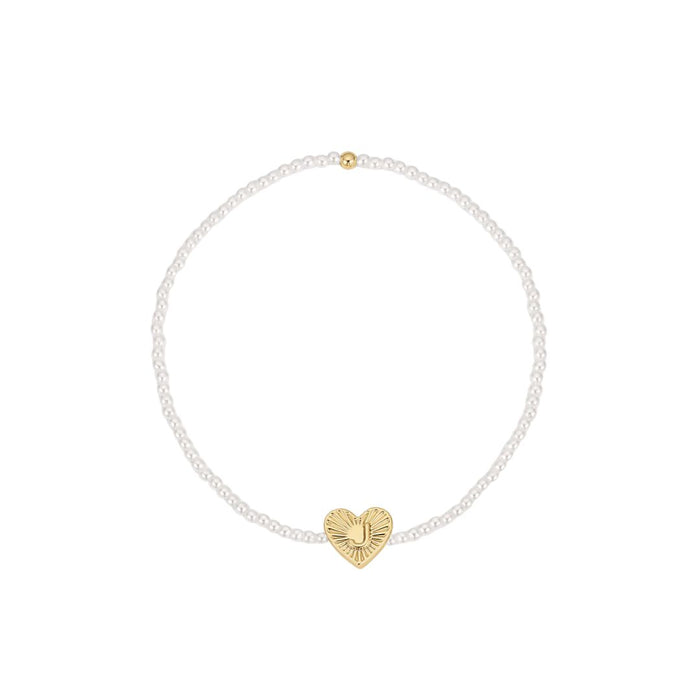 Pearl Vintage Heart Initial Bracelet