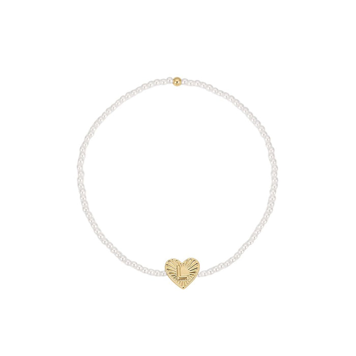Pearl Vintage Heart Initial Bracelet