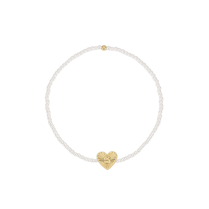 Pearl Vintage Heart Initial Bracelet