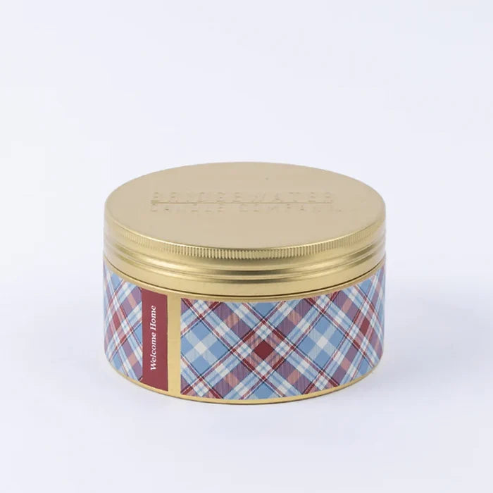 PLAID CANDLE TIN