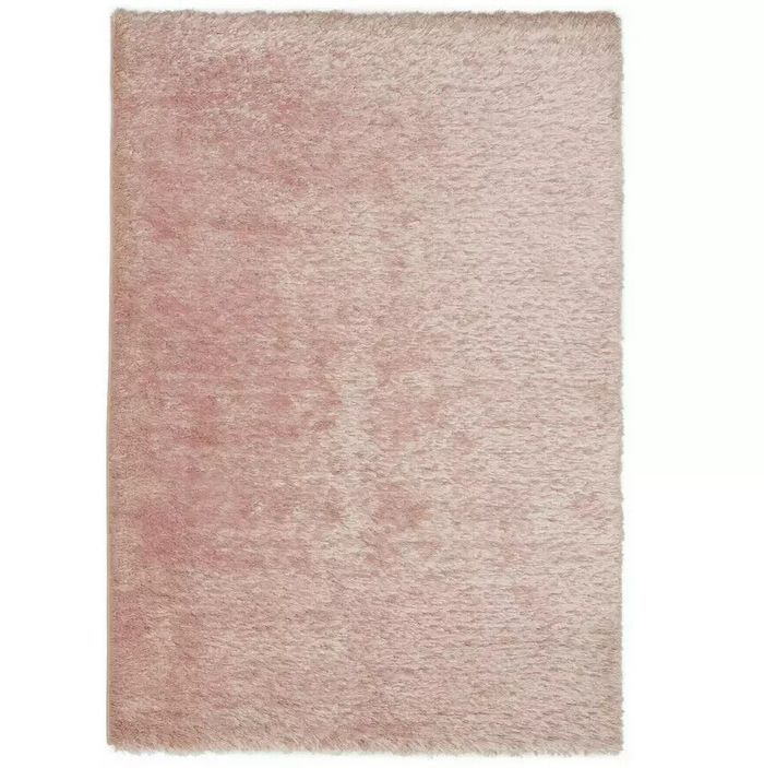 Plain Blush Shaggy Rug - 230x160cm | Soft Pink Large Living Room Carpet