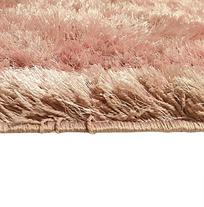Plain Blush Shaggy Rug - 230x160cm | Soft Pink Large Living Room Carpet