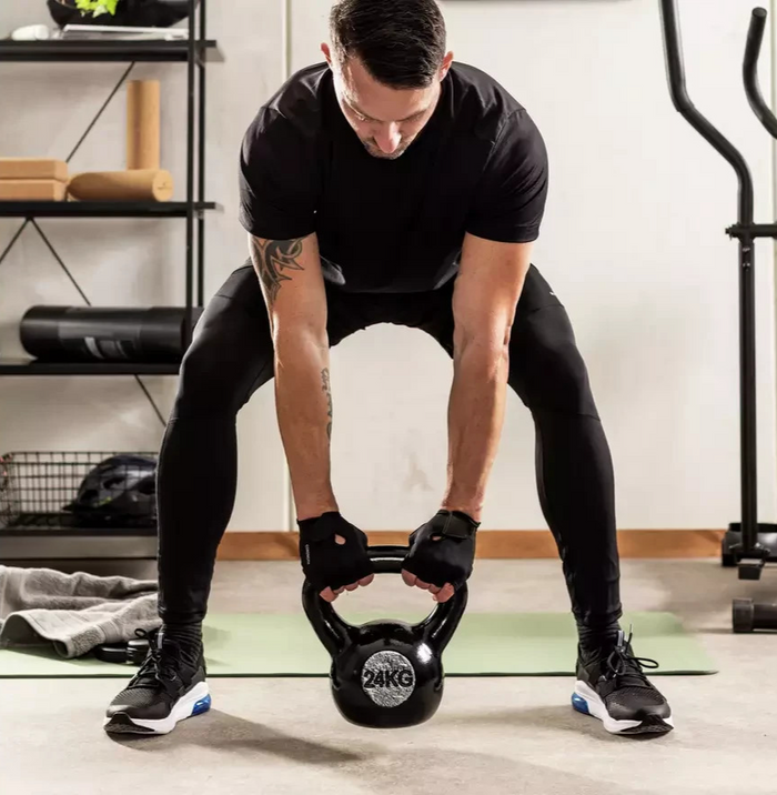 Pro Fitness Cast Iron 24kg Kettlebell Black | Home Gym Weight Training Equipment