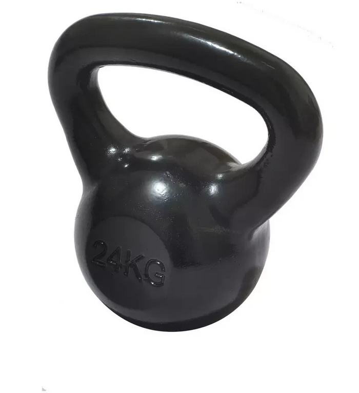 Pro Fitness Cast Iron 24kg Kettlebell Black | Home Gym Weight Training Equipment