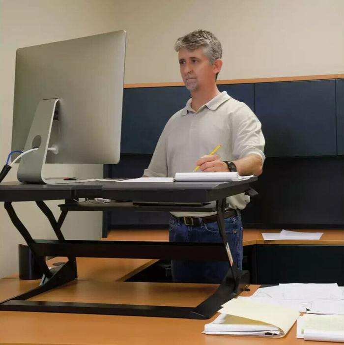 ProperAV Two-Tier Stand-Up Desk Workstation - Black