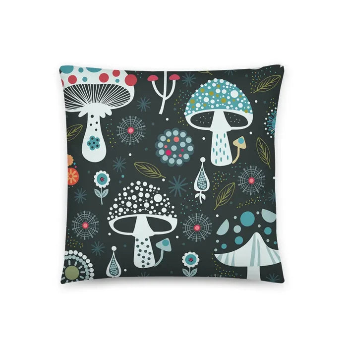 Psychedelic 70s DARK MUSHROOM Pillow Trippy Fungi Cushion Retro Mushie Hippie - retro pillow