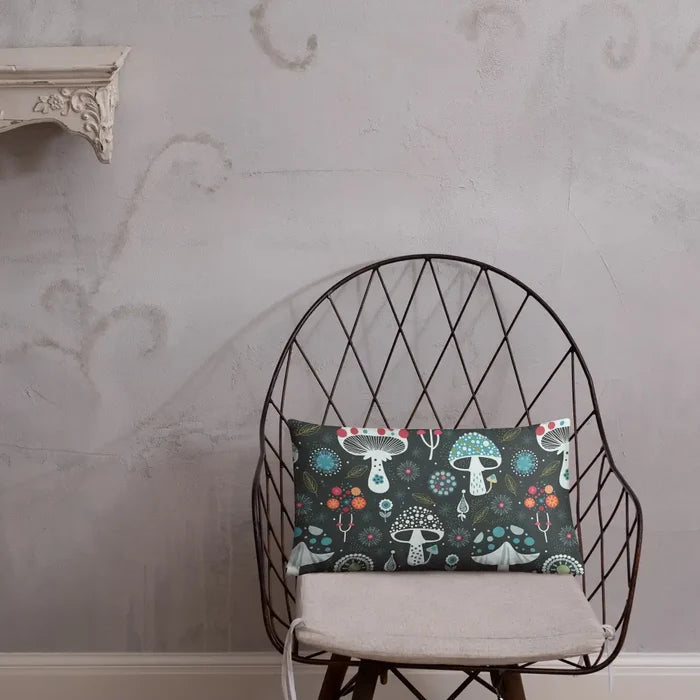 Psychedelic 70s DARK MUSHROOM Pillow Trippy Fungi Cushion Retro Mushie Hippie - retro pillow