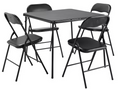 Quin Folding Black Dining Table & 4 Black Chairs