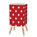 Retro 1950s Square Small Trash Can with Lid Big Polka Dots Red White - One Size - retro tash cans