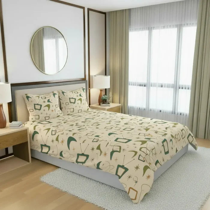 Retro 1960s Midcentury Bedding Set – Soft Quilt Cover in 4 Sizes - retro bedding