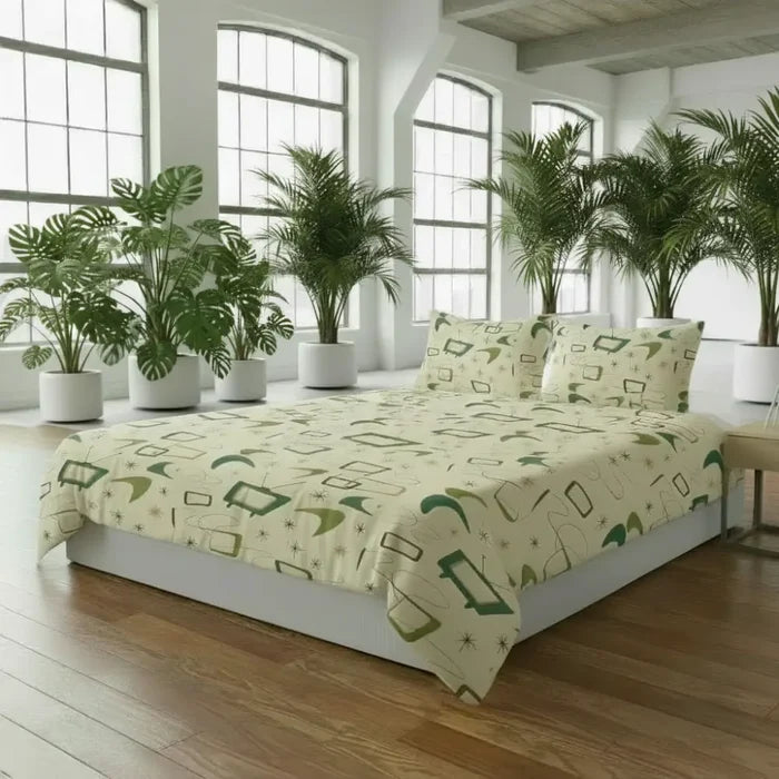 Retro 1960s Midcentury Bedding Set – Soft Quilt Cover in 4 Sizes - retro bedding