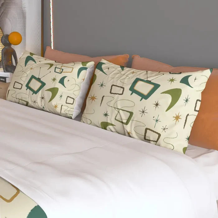 Retro 1960s Midcentury Bedding Set – Soft Quilt Cover in 4 Sizes - retro bedding