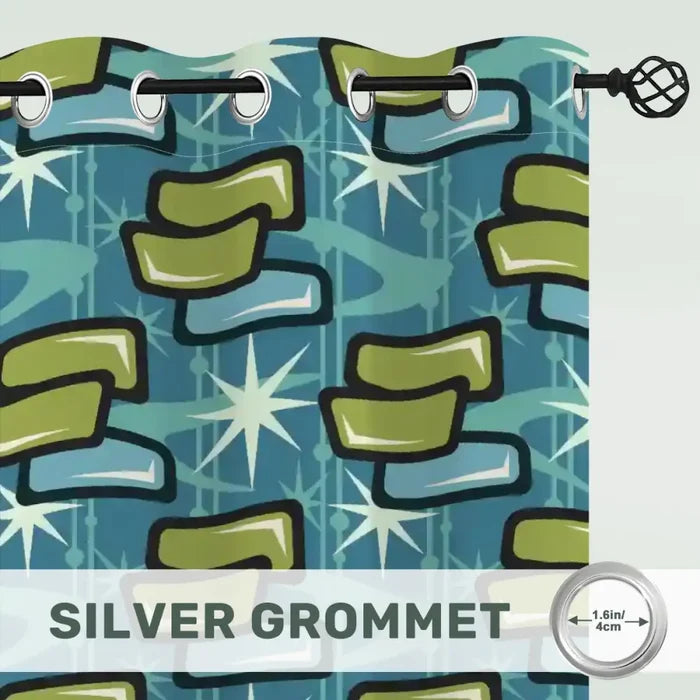 Retro 50s 60s Blackout Curtains: Mid-Century Modern Grommet Panels - retro curtains