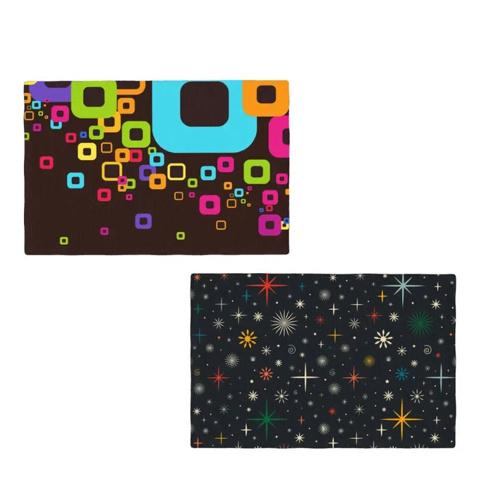 Retro 60s 70s Dining Placemats Set – Insulated Imitation Linen Table Mats - retro table linen