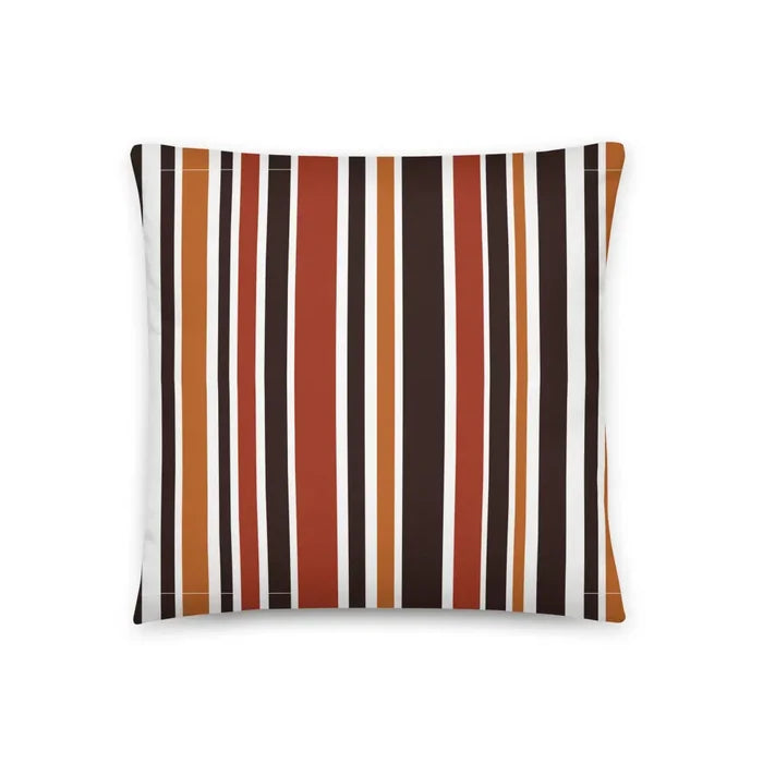RETRO 60s 70s Scandi THROW PILLOW Striped Brown Orange Red White Midcentury - retro pillow