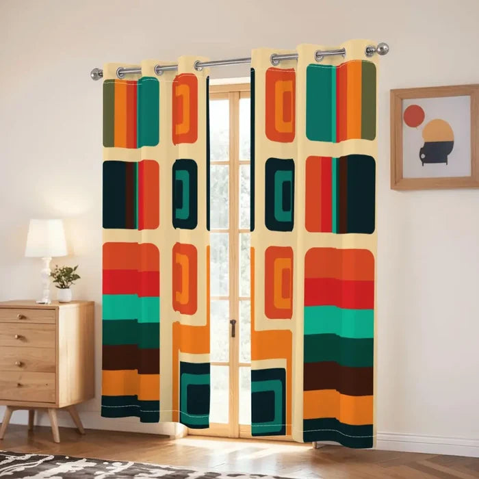 Retro 60s Blackout Curtains: Mid-Century Modern Thermal Panels - retro curtains