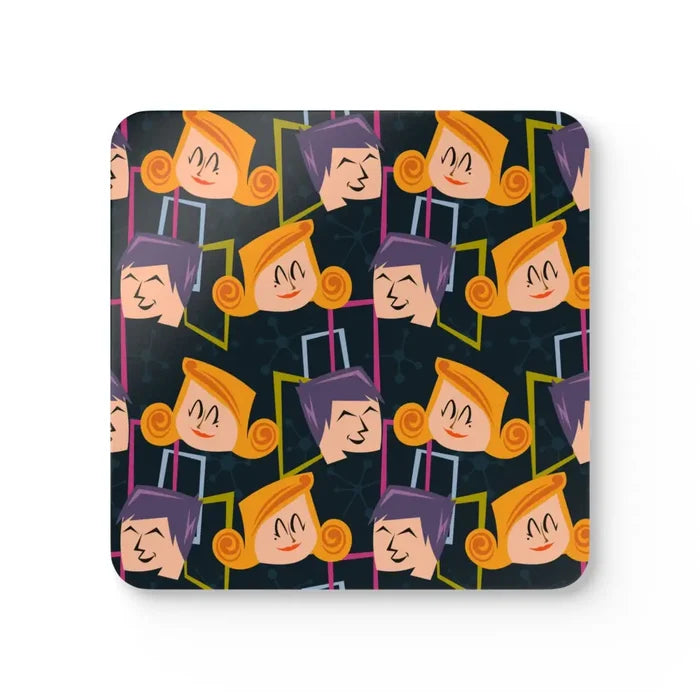 Retro 60s Cork Coaster Coaster Set | Midcentury Drinkware Accessory - Home Decor