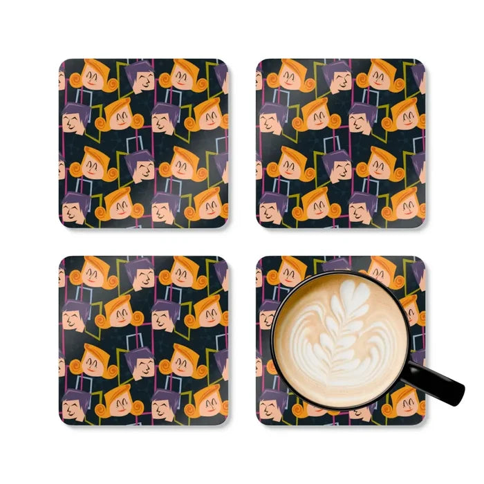 Retro 60s Cork Coaster Coaster Set | Midcentury Drinkware Accessory - Home Decor