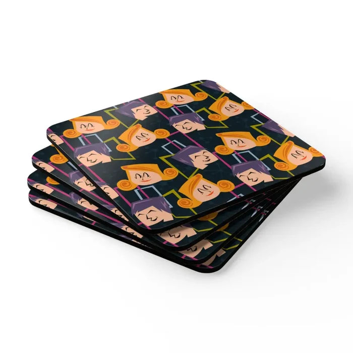 Retro 60s Cork Coaster Coaster Set | Midcentury Drinkware Accessory - Home Decor