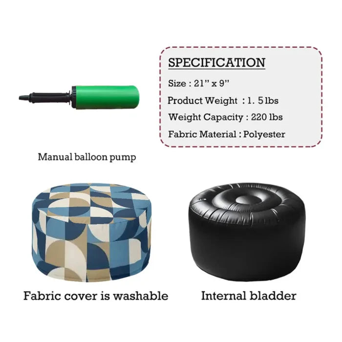 Retro 60s Inflatable Midcentury Modern Ottoman Footstool Seat - pouf