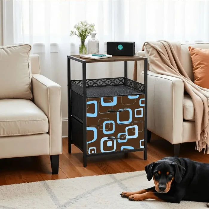 Retro 60s Midcentury Modern Bedside Table with Power Strip & 2 Drawers - retro bedside table