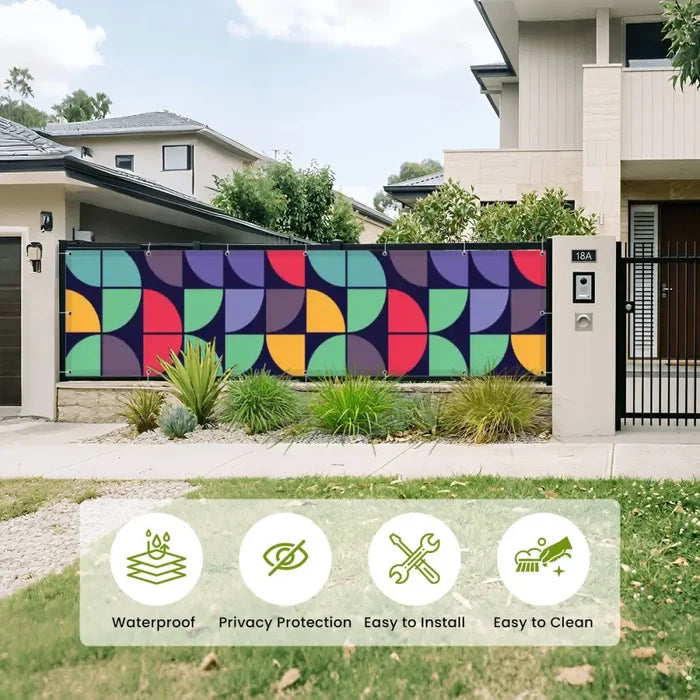 Retro 60s Outdoor Privacy Screen – Waterproof Fence Patio & Balcony - Retro Privacy Screen