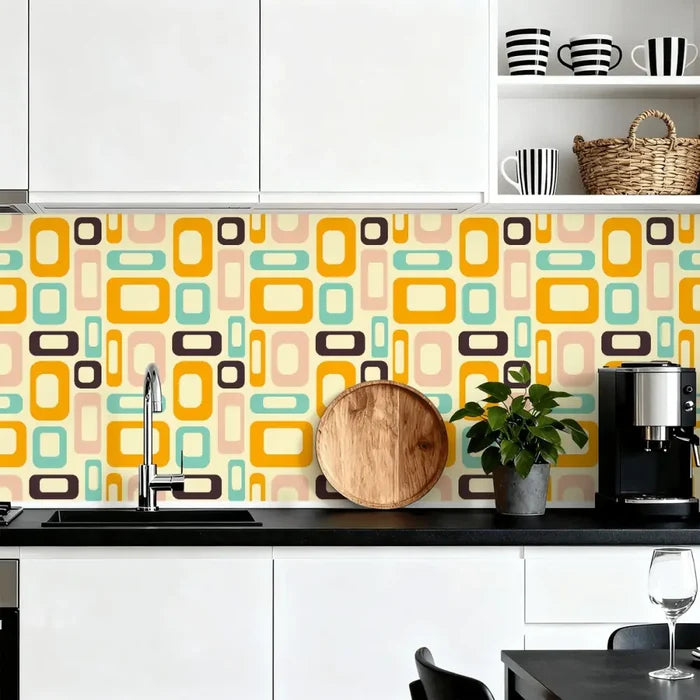 Retro 60s Self-Adhesive Wall Panel Kit: Stick & Peel Waterproof PVC Tiles - Wall Coverings