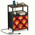 Retro 70s Accent Side Table - Nightstand with Built-In Charging Station - retro ads