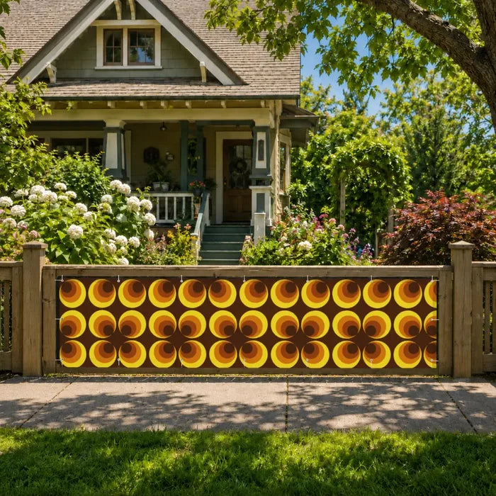 Retro 70s Balcony Screen – Funky Waterproof Outdoor Fence Cover - Retro Privacy Screen