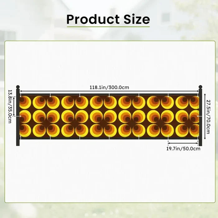 Retro 70s Balcony Screen – Funky Waterproof Outdoor Fence Cover - Retro Privacy Screen