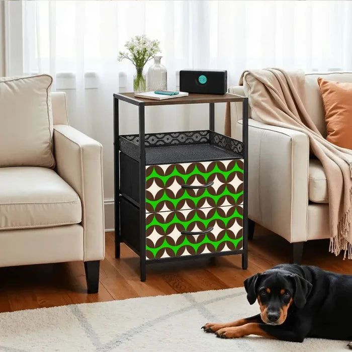 Retro 70s Bedside or Side Table with Charging Station & Storage - retro bedside table