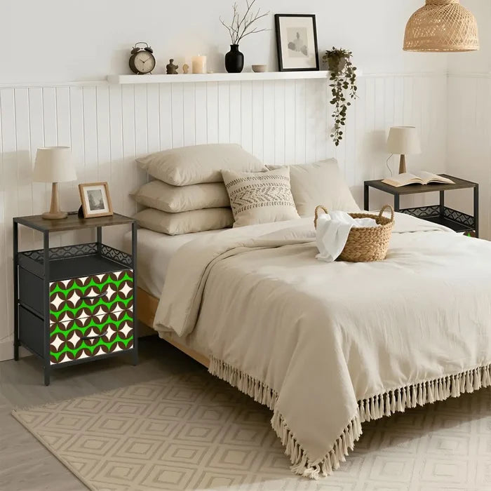 Retro 70s Bedside or Side Table with Charging Station & Storage - retro bedside table