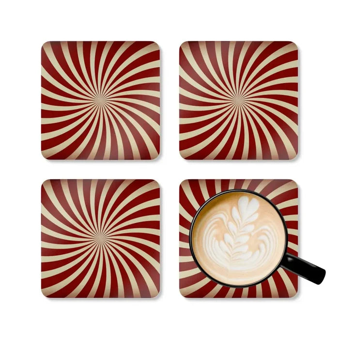 Retro 70s Corkwood Coaster Set | Sunburst Midcentury Home Table Decor - retro coaster