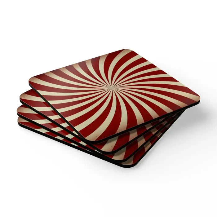 Retro 70s Corkwood Coaster Set | Sunburst Midcentury Home Table Decor - retro coaster
