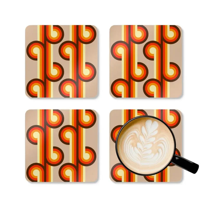 Retro 70s Disco Corkwood Coaster Set | Midcentury Home Decor Gift - retro ads