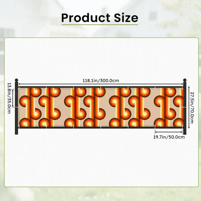 Retro 70s Fence Privacy Screen – Waterproof Outdoor Balcony Cover - Retro Privacy Screen