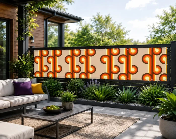 Retro 70s Fence Privacy Screen – Waterproof Outdoor Balcony Cover - Retro Privacy Screen