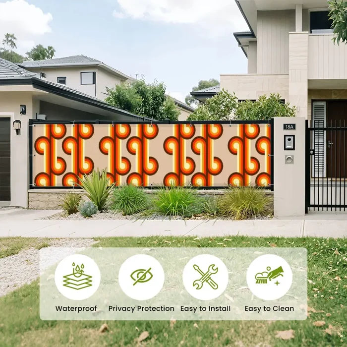 Retro 70s Fence Privacy Screen – Waterproof Outdoor Balcony Cover - Retro Privacy Screen