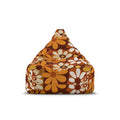Retro 70s Flower Power Bean Bag Chair Cover Orange Brown White