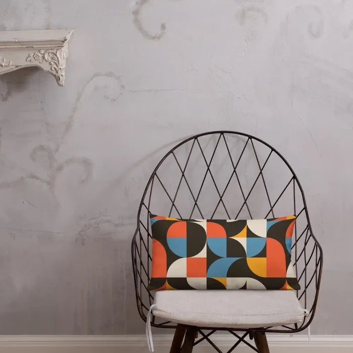 RETRO 70s GEOMETRIC PATTERN Premium Pillow Midcentury Style Home Accent - retro pillow
