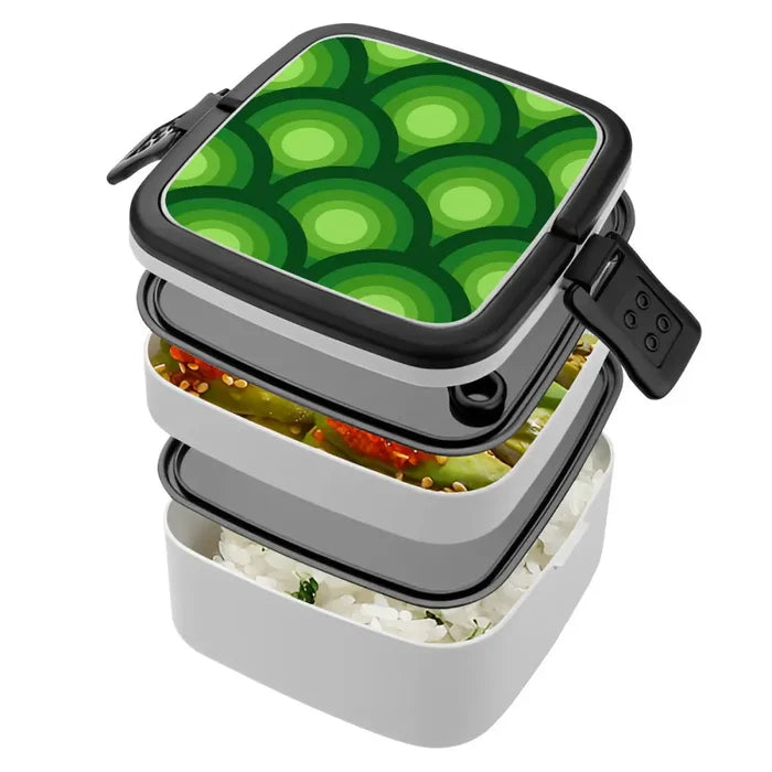 Retro 70s Midcentury Bento Box – Stackable Lunch Box with Spoon + Handle - retro bento
