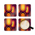 Retro 70s Midcentury Corkwood Coaster Set Eco Cork Drinkware Gift - retro table linen