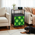 Retro 70s Peacock Eyes Bedside Table with Power Strip & 2 Drawers - retro bedside table