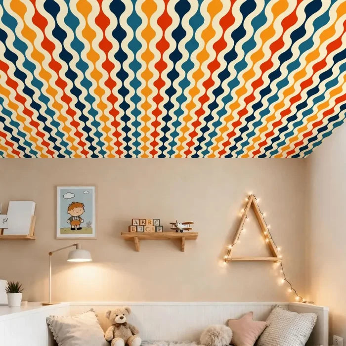 Retro 70s Self-Adhesive Wall Panel Kit: Waterproof Kitchen Bathroom Tiles - retro wallpaper