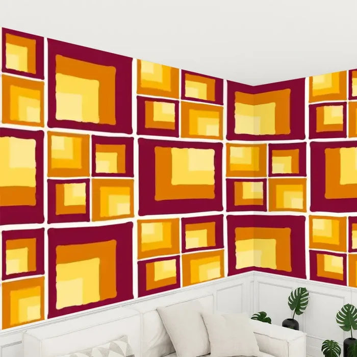 Retro 70s Stick and Peel Wallpaper: Mid-Century Modern Removable Mural - 144’’x100’’ - retro wallpaper