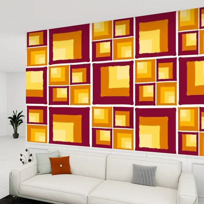 Retro 70s Stick and Peel Wallpaper: Mid-Century Modern Removable Mural - 144’’x100’’ - retro wallpaper