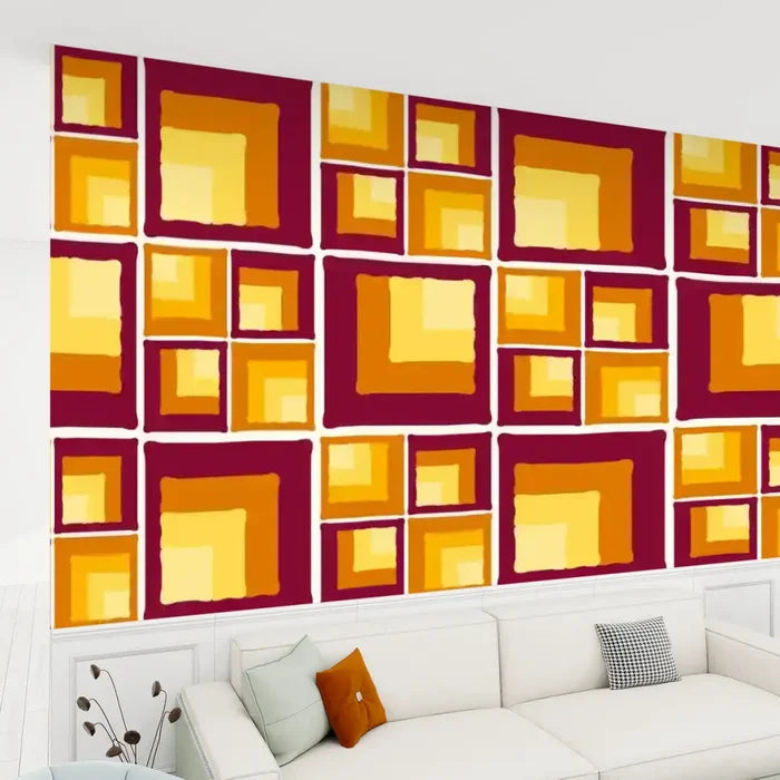 Retro 70s Stick and Peel Wallpaper: Mid-Century Modern Removable Mural - 144’’x100’’ - retro wallpaper
