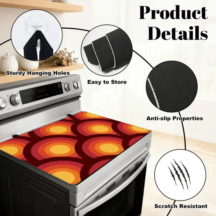 Retro 70s Stove Cover – Midcentury Kitchen Surface Protector - retro ads