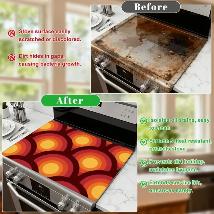 Retro 70s Stove Cover – Midcentury Kitchen Surface Protector - retro ads