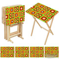 Retro 70s Style Folding TV Trays Set of 4 + Storage Rack Wooden Tables - 4 Pack - retro tv tray